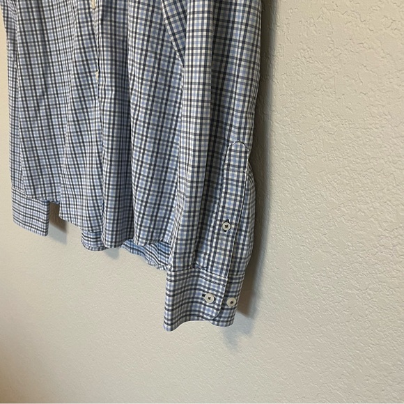 UNTUCKit Nahad Slim Fit Blue and White Plaid Button Down Shirt Men's Size Large - Picture 7 of 14